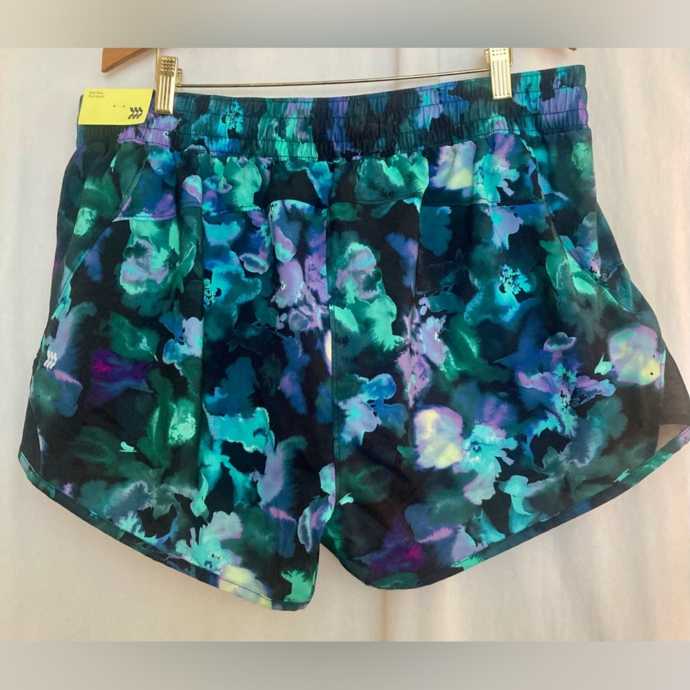 NWT all in motion Floral Athletic Shorts in Teal & Blue Size XL - Picture 3 of 8